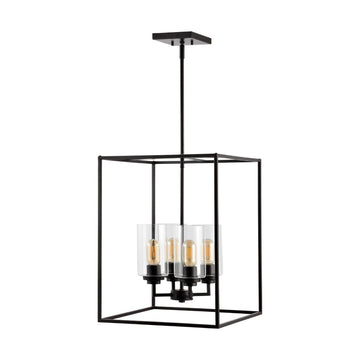 Quinn 8.13" Industrial Farmhouse Iron/Glass LED Pendant - JONATHAN Y